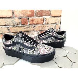 Vans Old Skool Stackform Womens Sz 9.5 Platform Shoes Plaid Floral Tapestry
